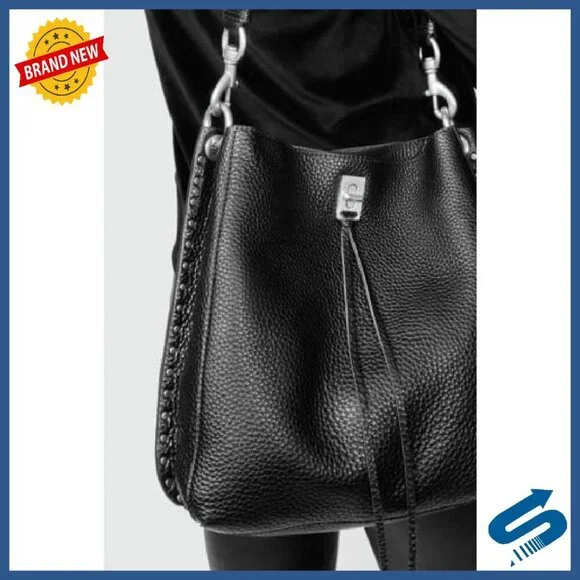 Small Genuine Leather Shoulder Bag with Twist Lock Closure - Picture 7 of 7